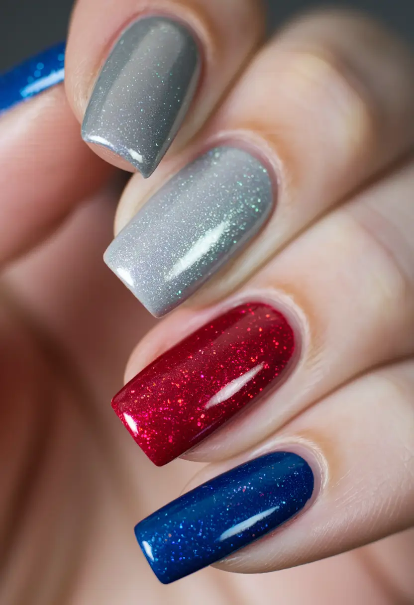 july nails ideas 2025 Fireworks in Glitter Form