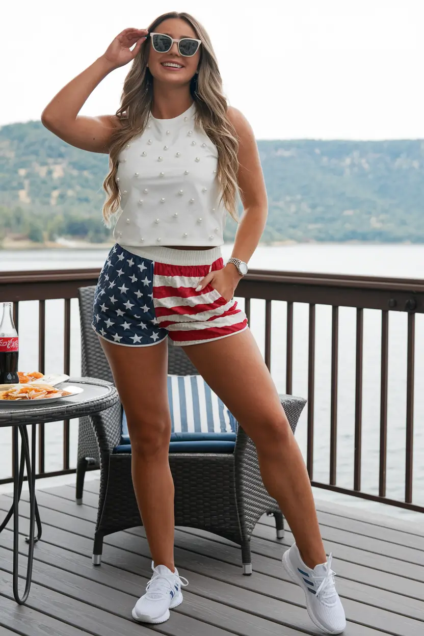 july outfits ideas Pearls, Performance, and Lake Deck Vibes