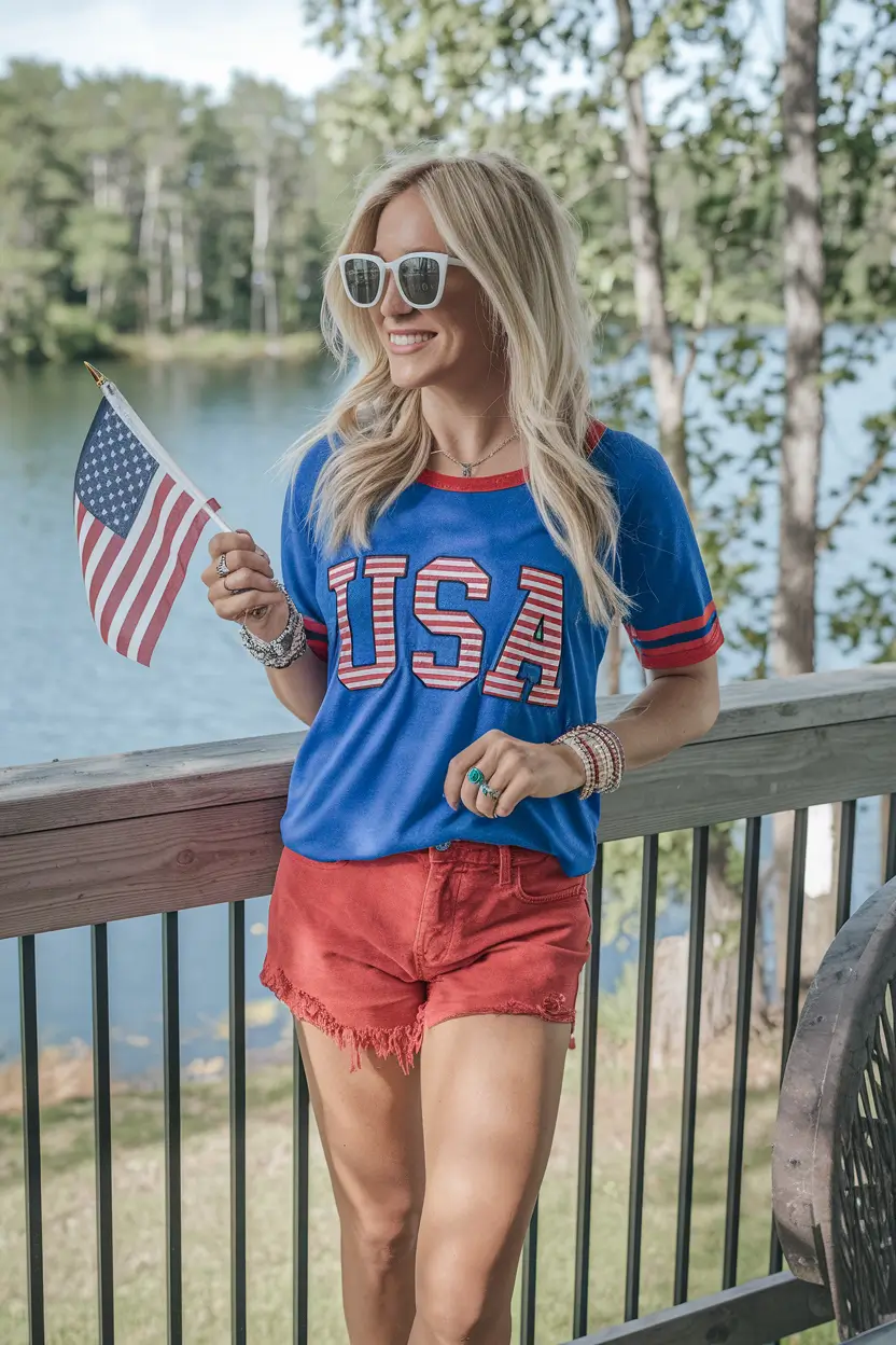 july outfits ideas Firecracker Pop in Primary Colors