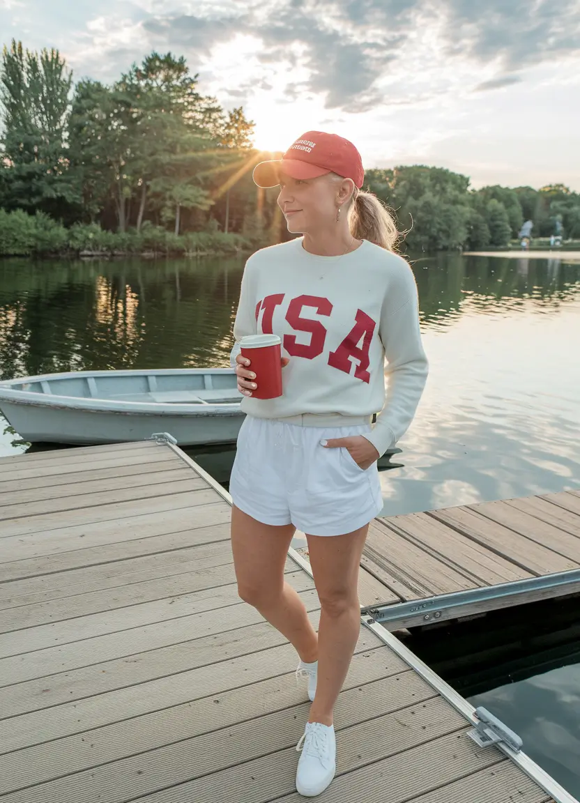 july outfits ideas Lake-Ready Layers for a Morning Chill