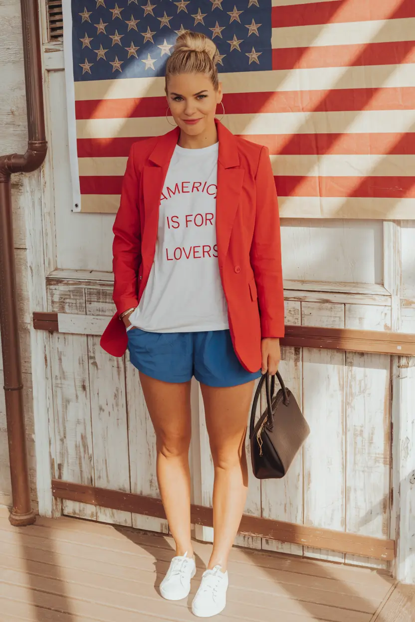 july outfits ideas Power Casual for the Confident Patriot
