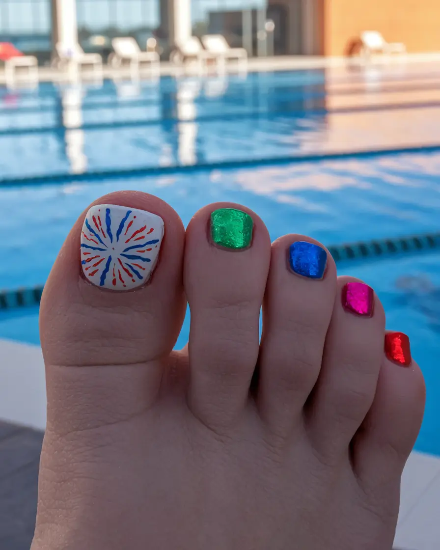toe nails ideas fourth of july Color Pop Firework Fantasy