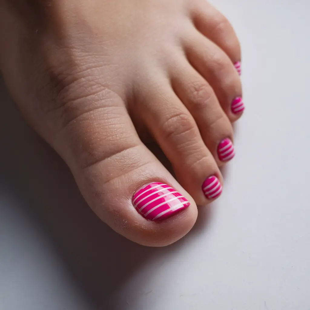 toe nails ideas fourth of july Candy Stripe Sweetheart