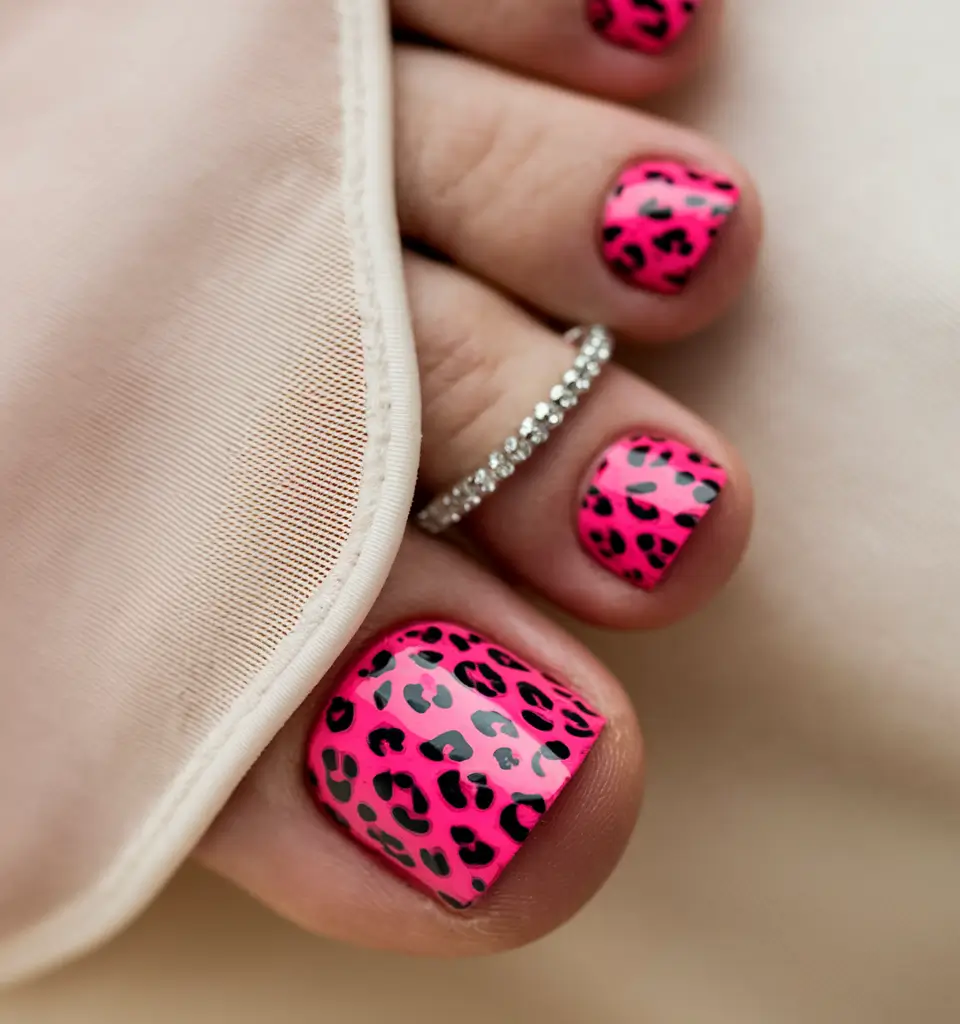 toe nails ideas fourth of july Fierce Neon Cheetah Chic