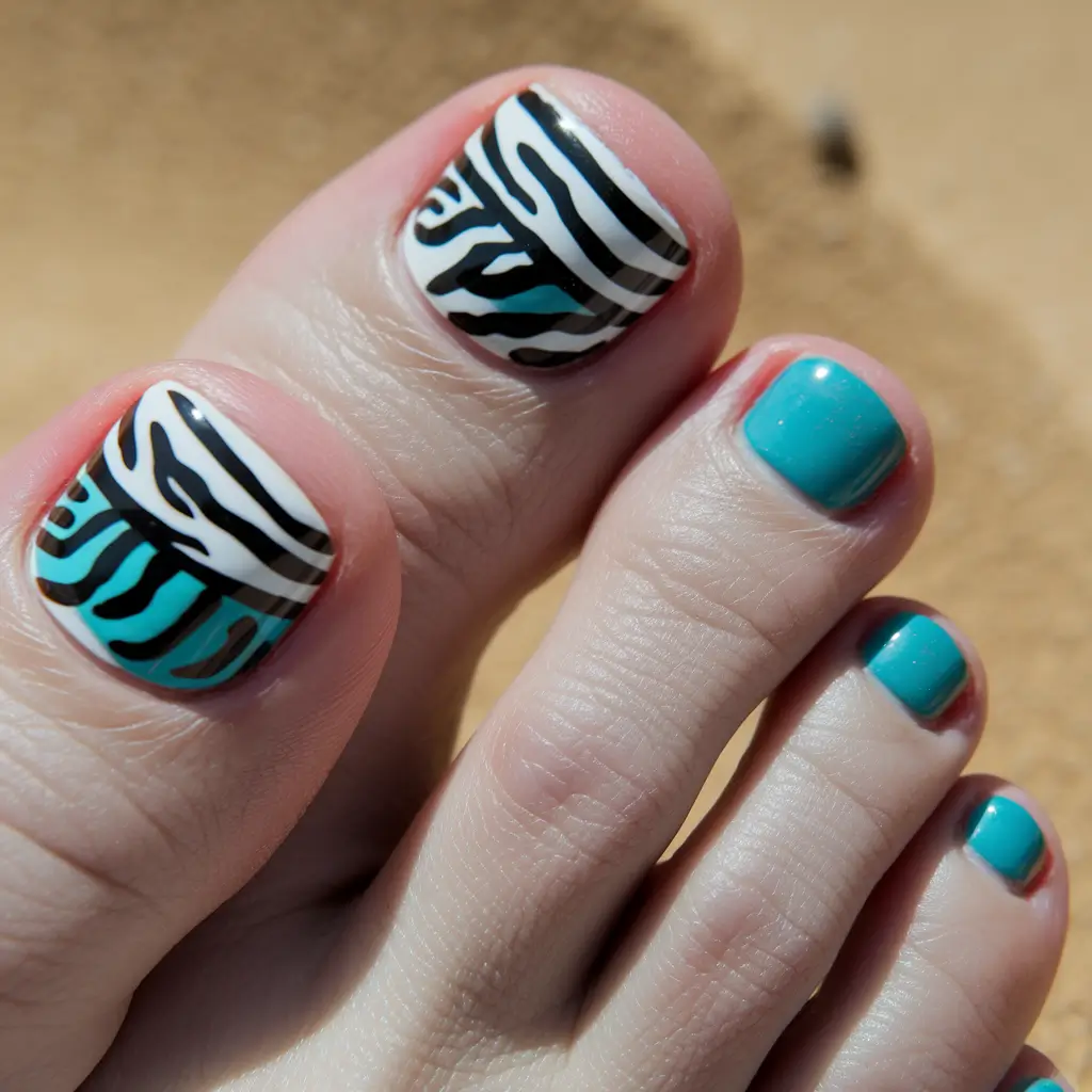 toe nails ideas fourth of july Mint Zebra Cool