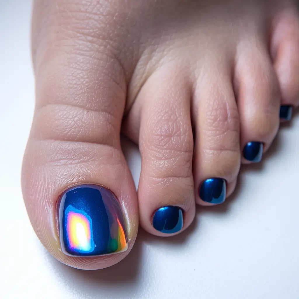 toe nails ideas fourth of july Galaxy Blue Chrome Shift