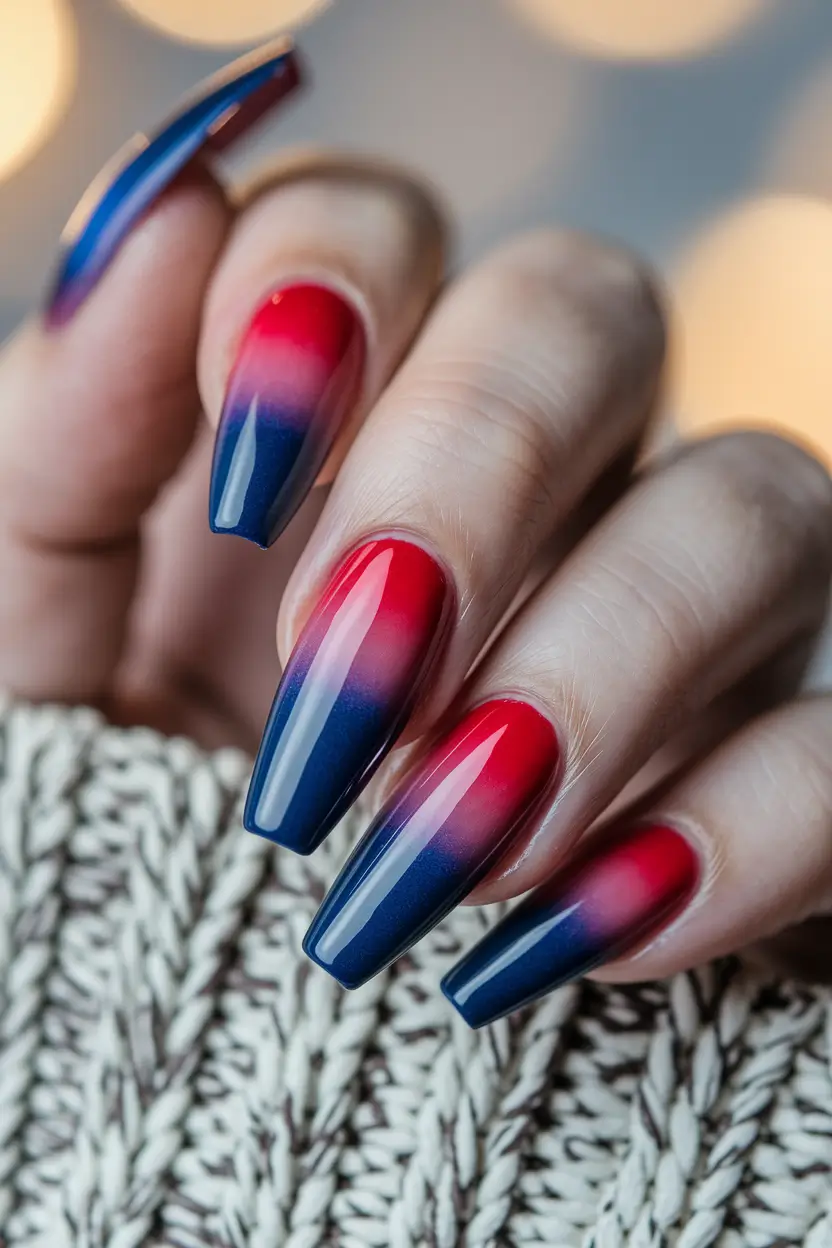 ombre summer nails ideas 2025 Berry Blaze with Midnight Fade