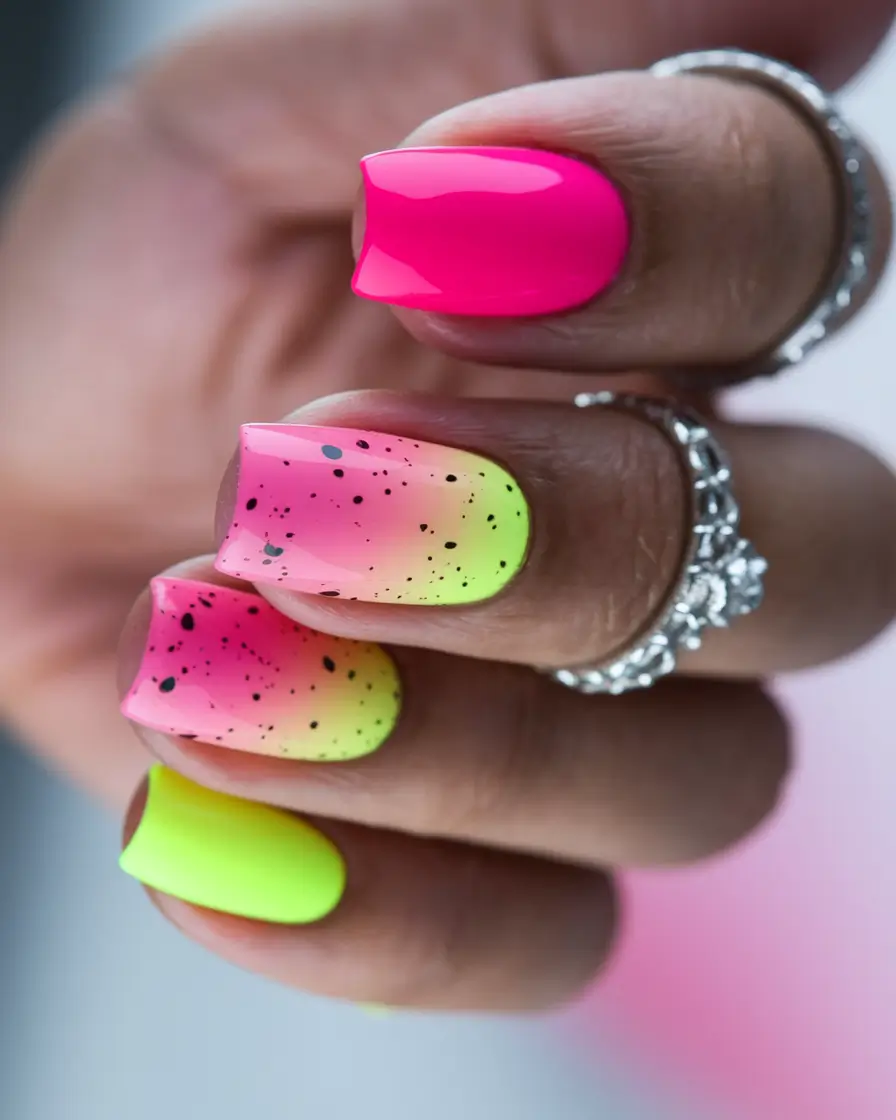 ombre summer nails ideas 2025 Speckled Sunset Pop