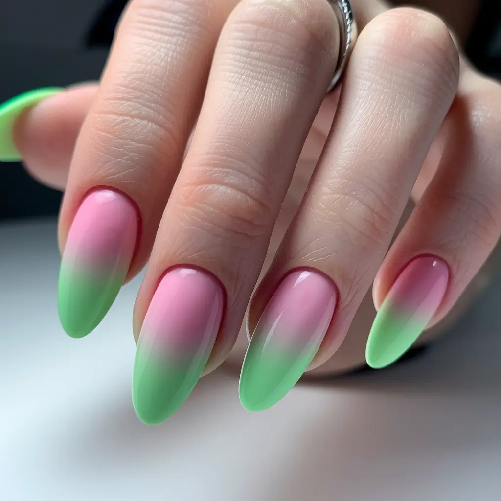 ombre summer nails ideas 2025 Pastel Watermelon Fade