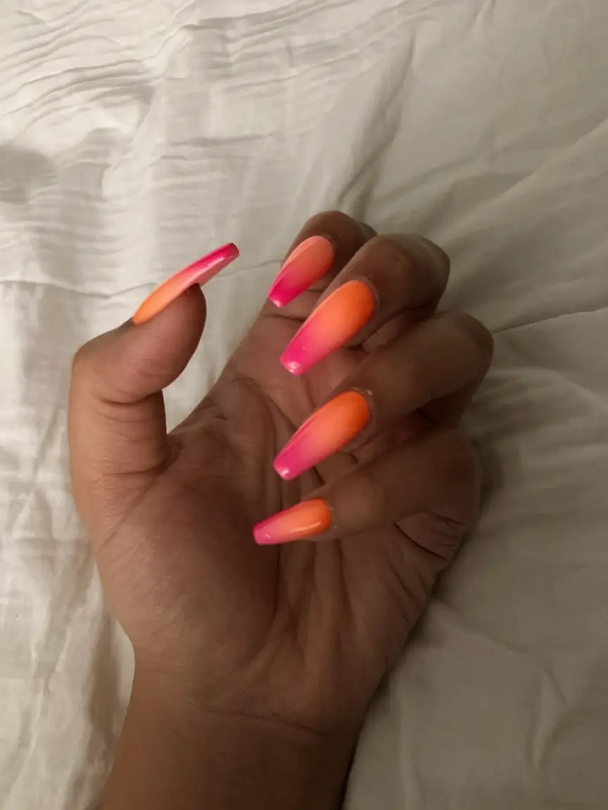 ombre summer nails ideas 2025 Sunset Sorbet with Heat