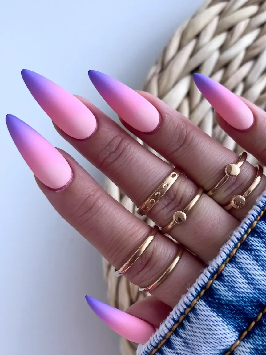 ombre summer nails ideas 2025 Matte Dreams in Lavender Sorbet