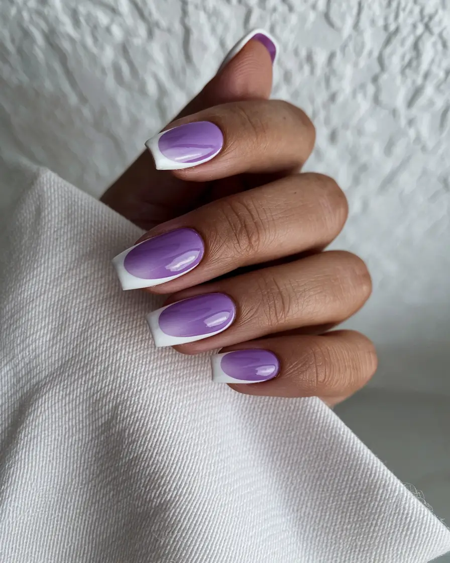 ombre summer nails ideas 2025 Lavender French Fade with a Modern Twist