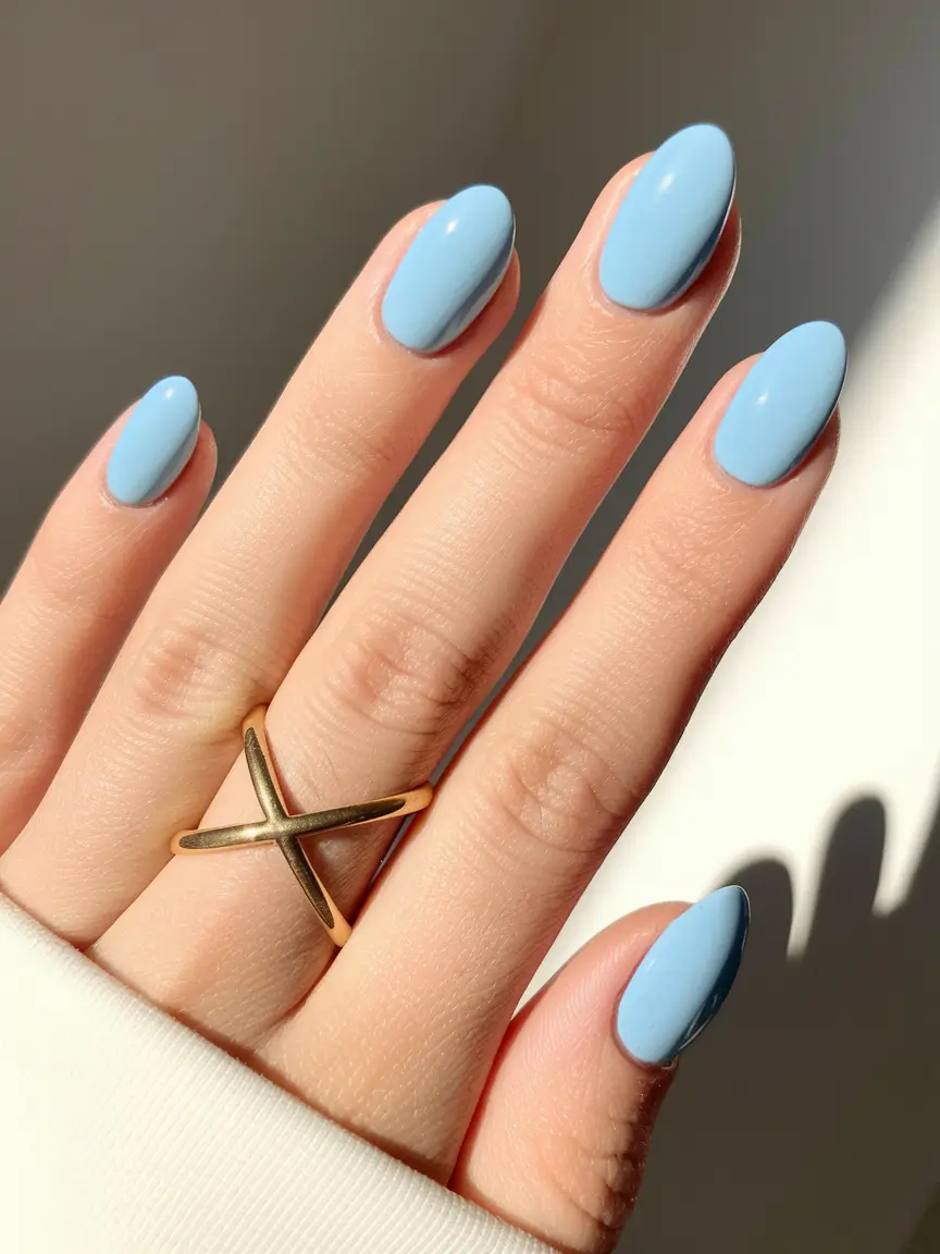 oval nail inspo summer</p> <h2>Baby Blue Glossed Calm</h2> <p>