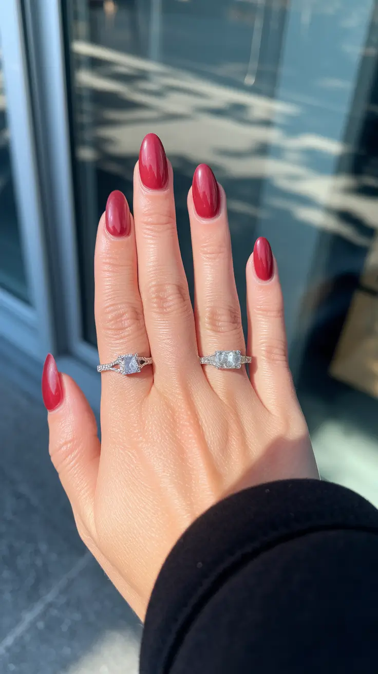 oval nail inspo summer</p> <h2>Glossy Ruby Power Oval</h2> <p>