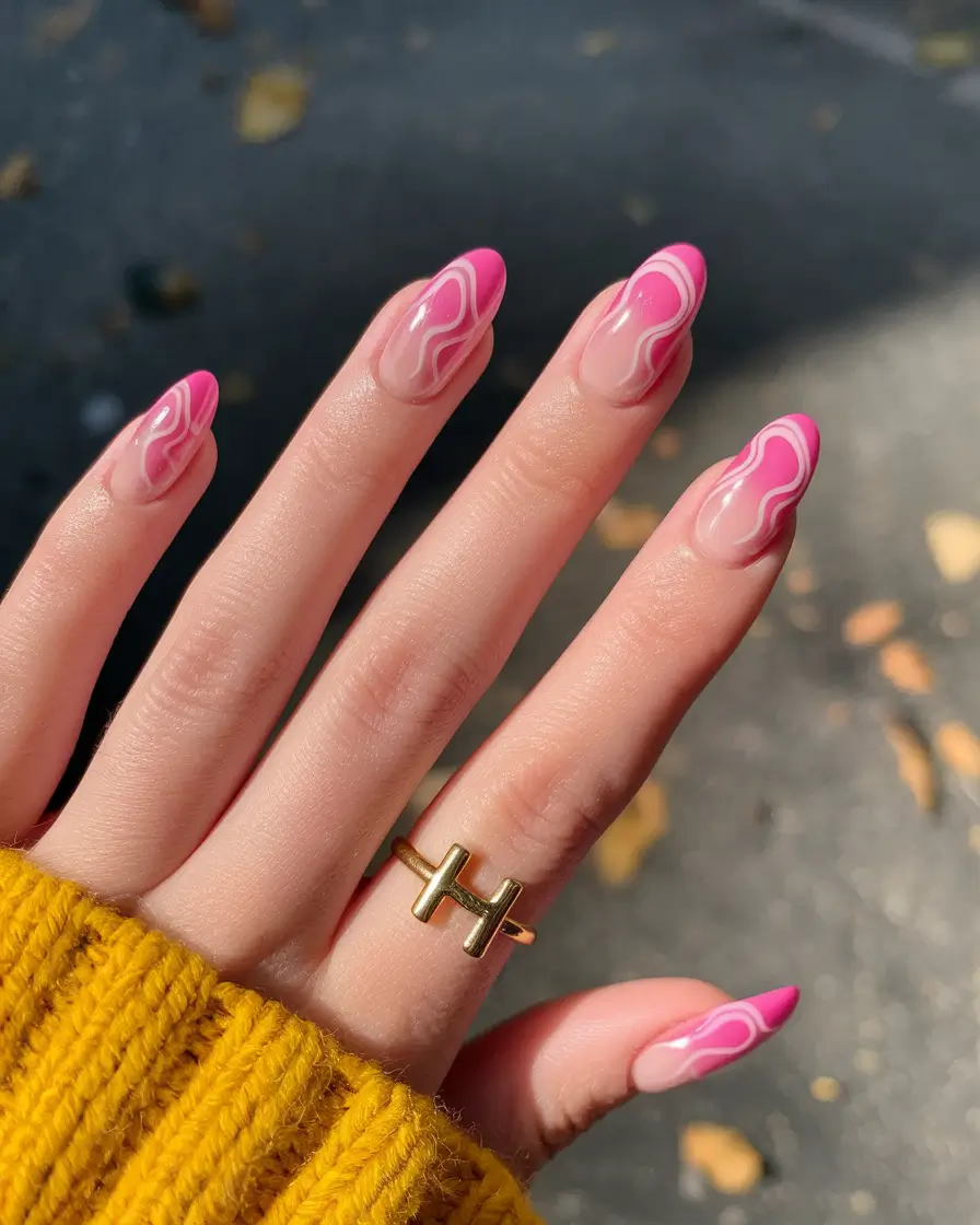 oval nail inspo summer</p> <h2>Swirly Pink Wave Tips</h2> <p>