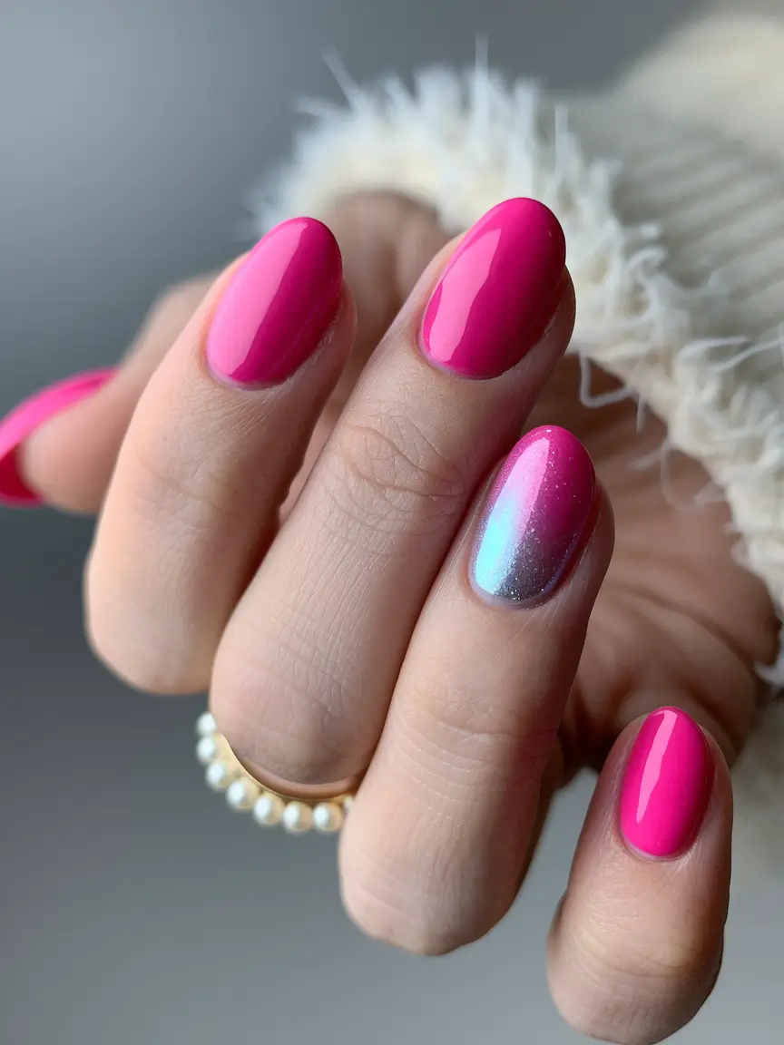 pink summer nails 2025 Hot Pink Pop with a Cool Twist