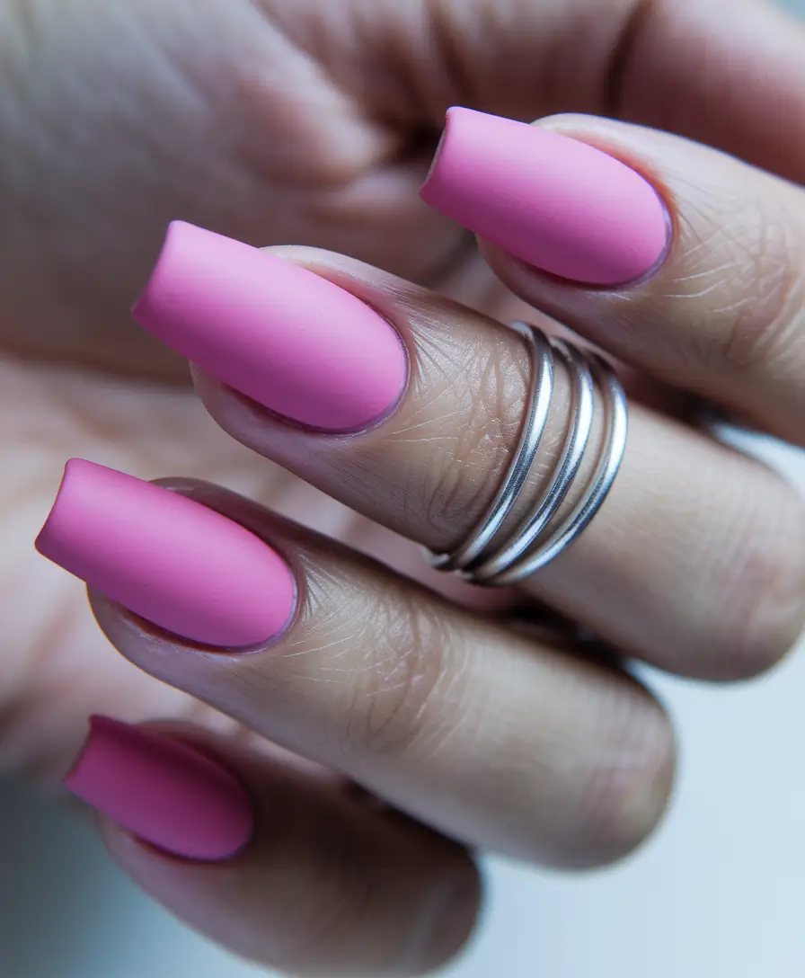 pink summer nails 2025 Matte Magic in Dusty Rose