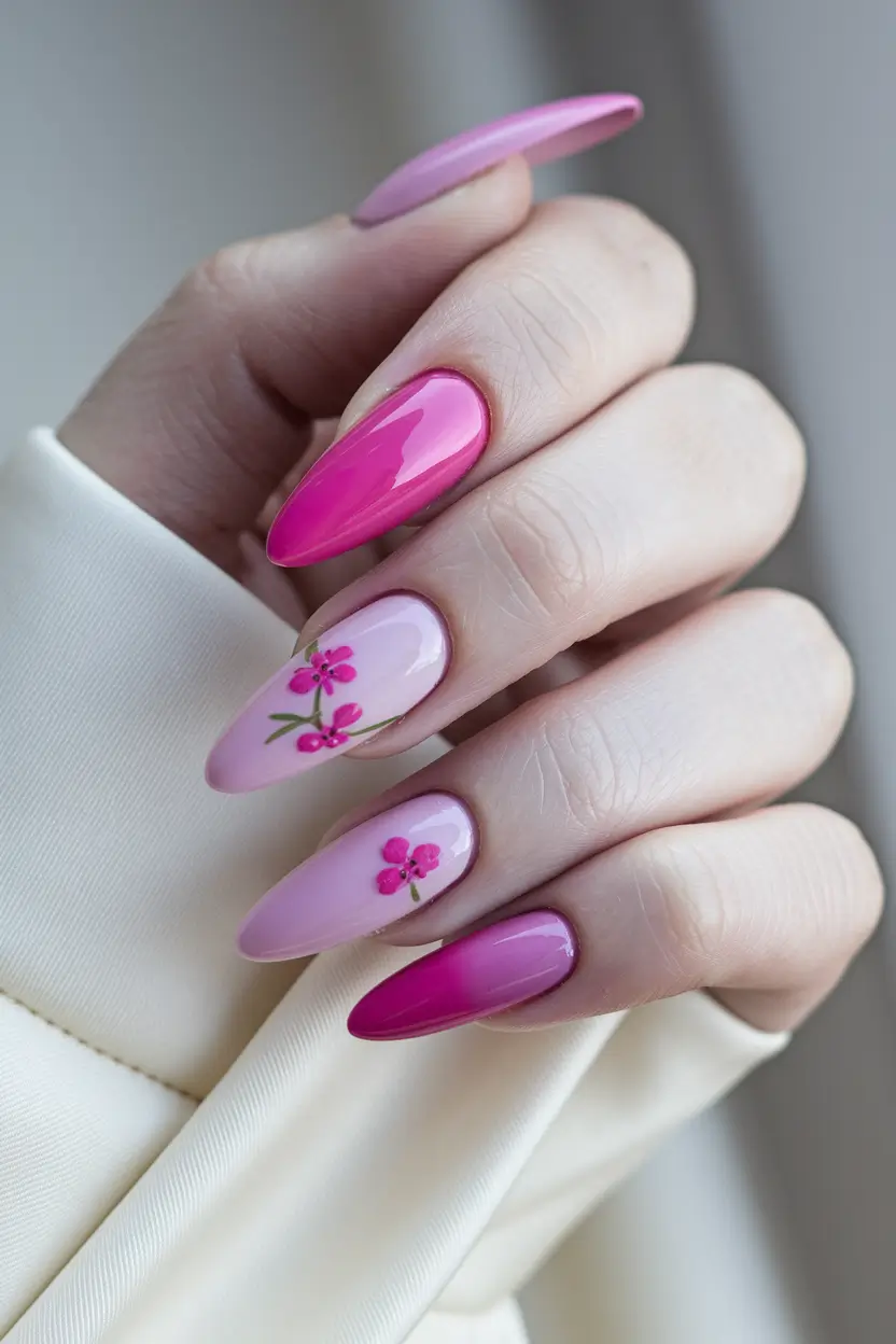 pink summer nails 2025 Cherry Blossom Dreams