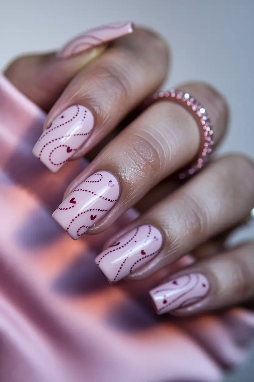 pink summer nails 2025 Whimsical Dots and Mini Hearts