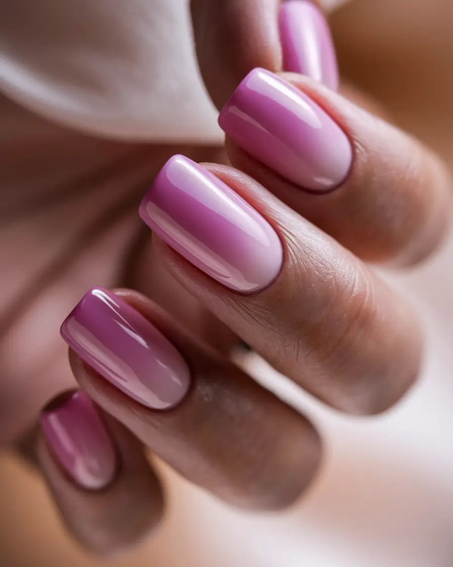 pink summer nails 2025 Cotton Candy Glass Fade