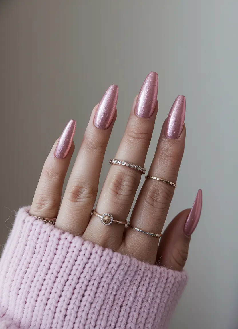 pink summer nails 2025 Chrome Glow Up with a Dusty Twist