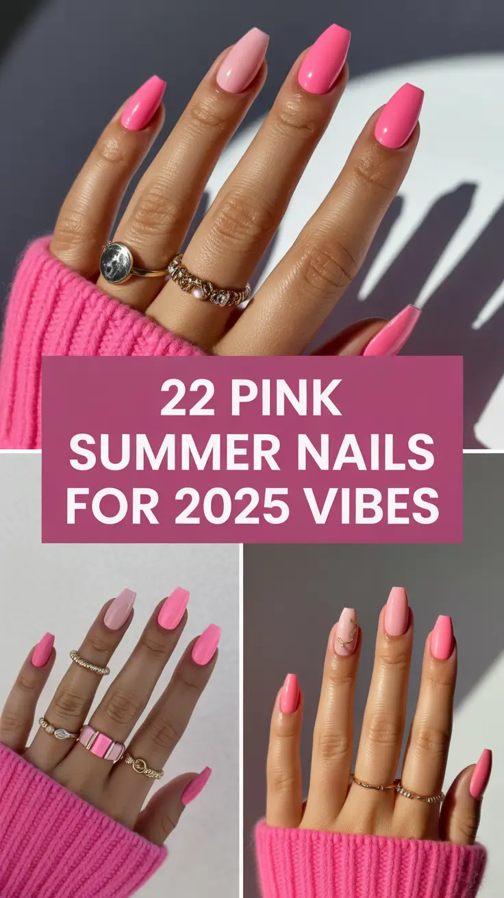 Pink Summer Nails for 2025 Vibes: Fresh & Pretty Designs in Almond, Coffin & More