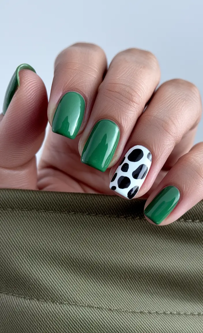short acrylic nails for summer 2025 Green With a Wild Side