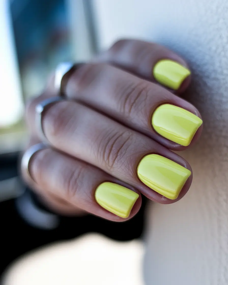 short acrylic nails for summer 2025 Chartreuse Power Pop