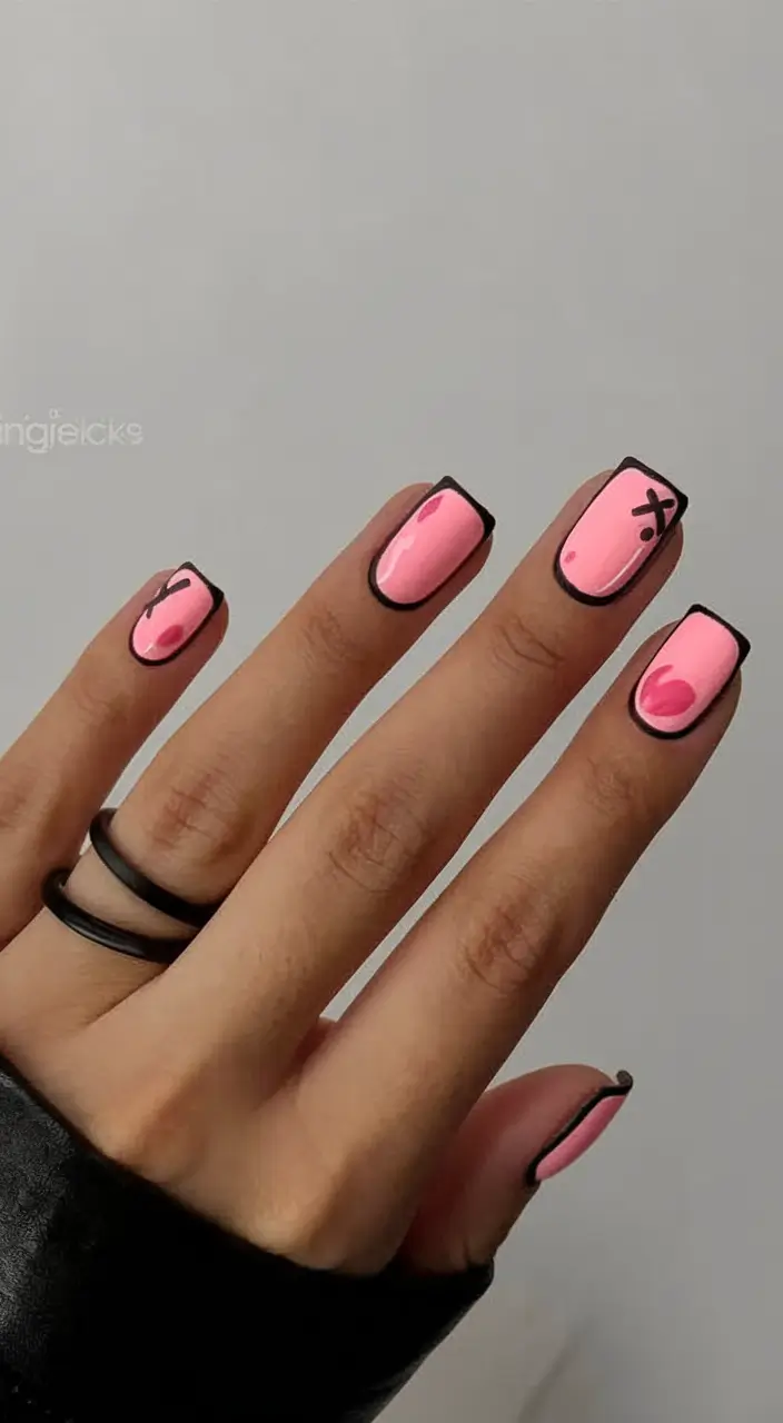 short acrylic nails for summer 2025 Comic Strip Chic