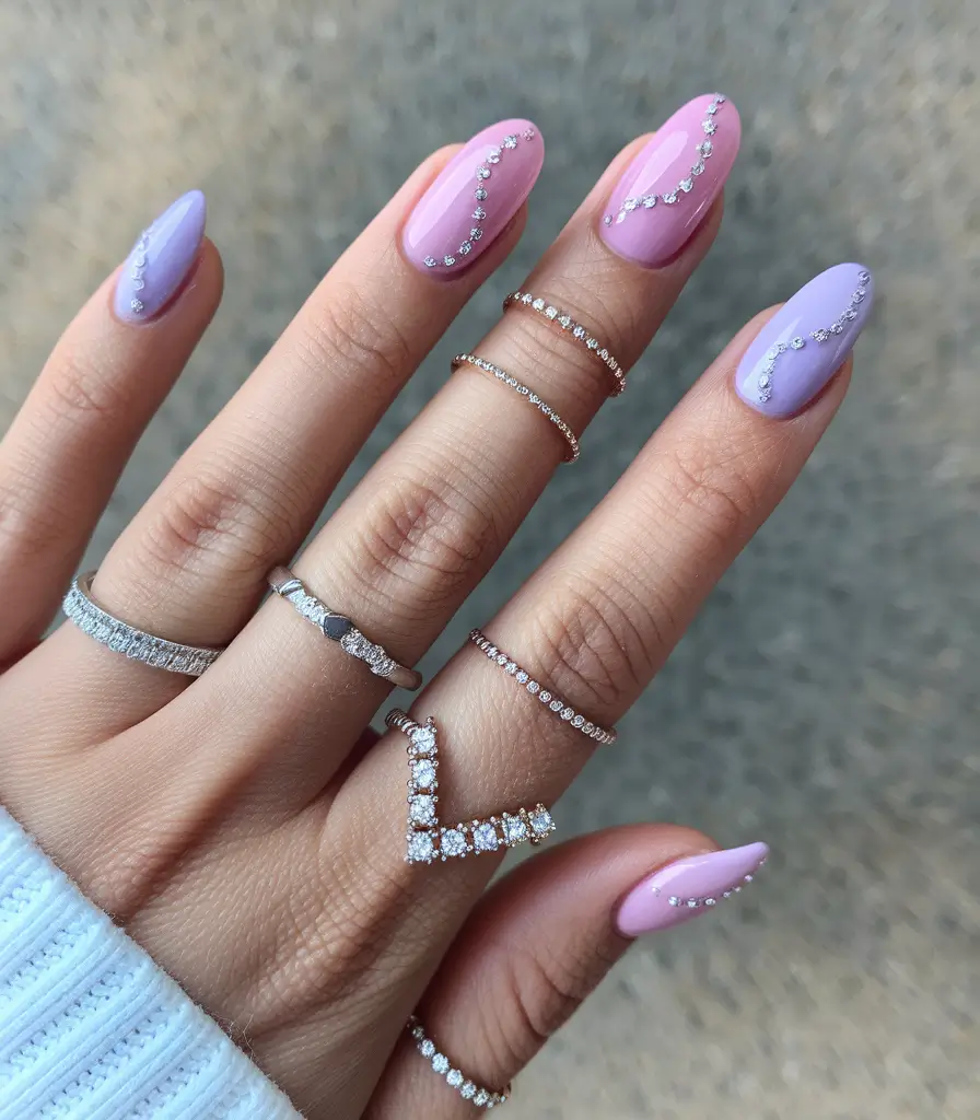 short acrylic nails for summer 2025 Gems and Gloss in Pastel Ombré