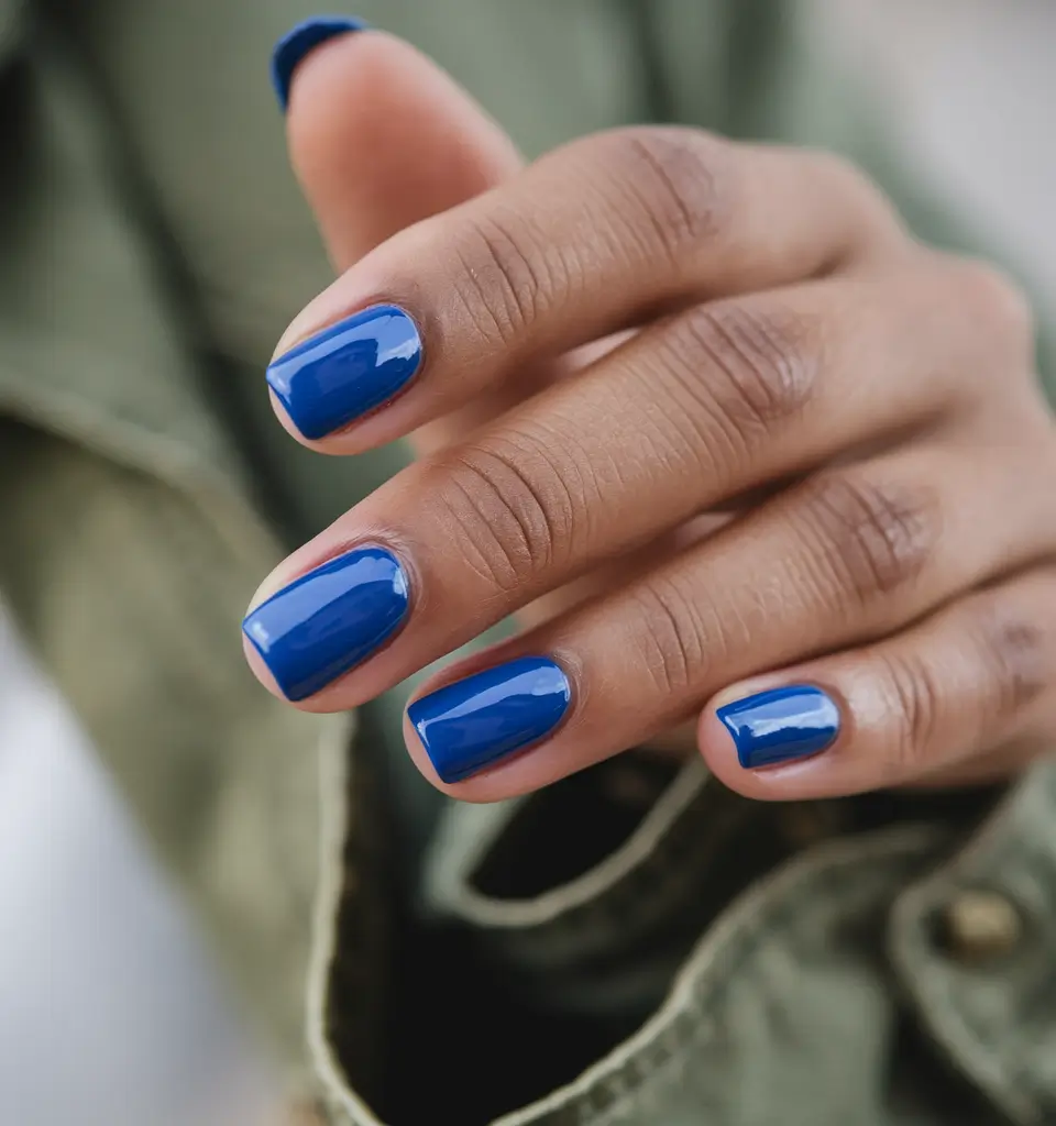 short acrylic nails for summer 2025 Cobalt Blue Micro Chic