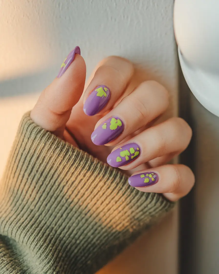 short acrylic nails for summer 2025 Grape & Lime Y2K Dots