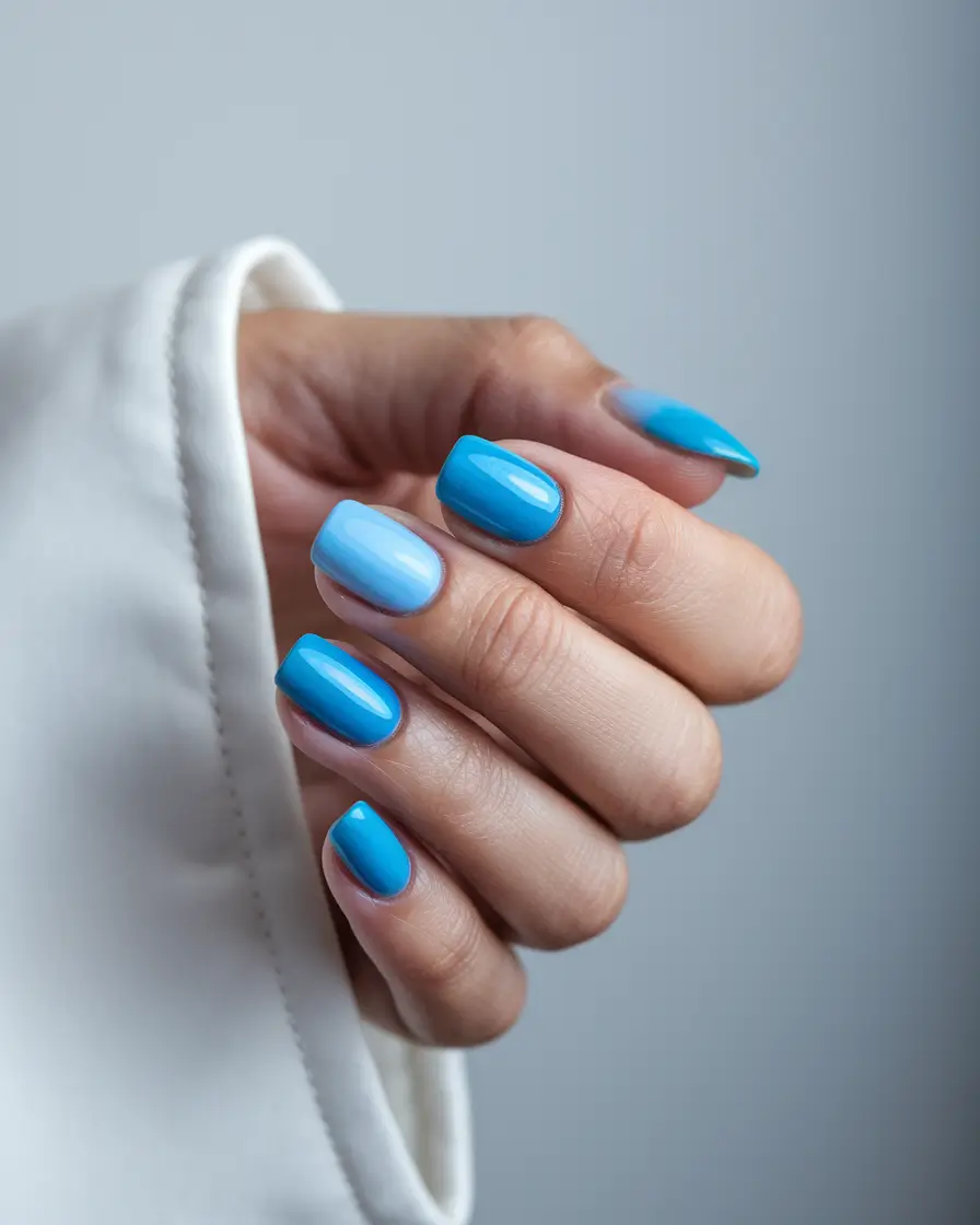 short acrylic nails for summer 2025 Ocean Ombre Serenity