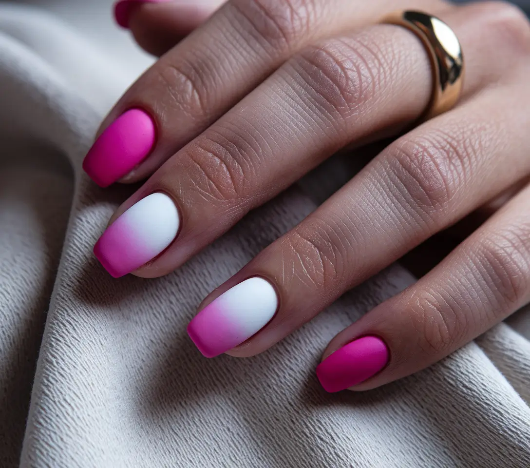 short acrylic nails for summer 2025 Matte Cotton Candy Gradient