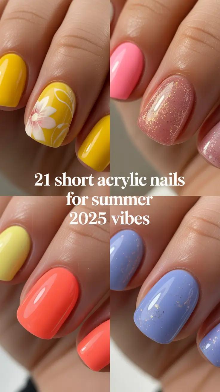 Short Acrylic Nails for Summer 2025 Vibes: Bright, Simple & Cute Color Designs