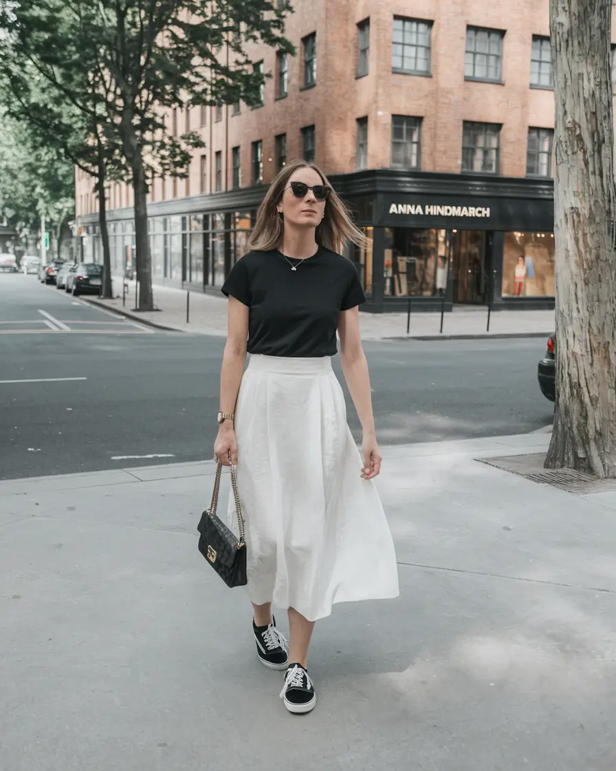 end of summer outfits casual classy Black and White Minimalism with Street Vibes