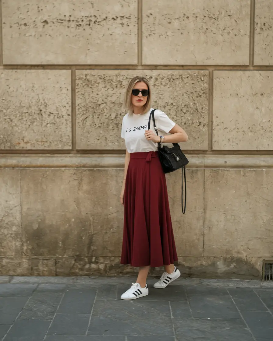 end of summer outfits street styles Playful Burgundy and Graphic Tees