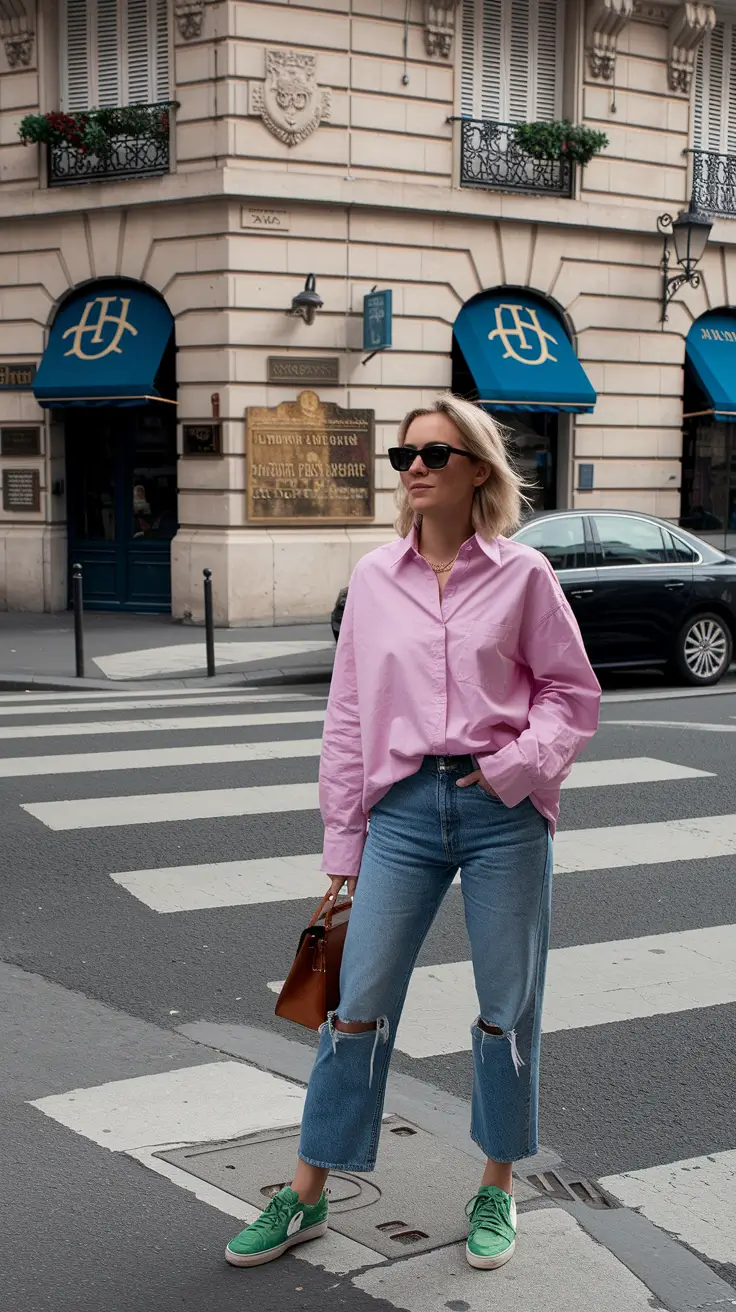 end of summer outfits casual comfy Boxy Shirts and Boyfriend Denim for City Errands