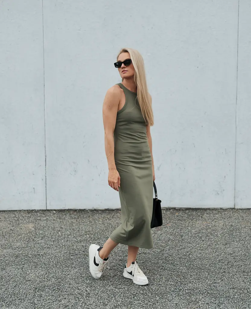 end of summer outfits casual comfy Olive Green Racerback for Urban Cool
