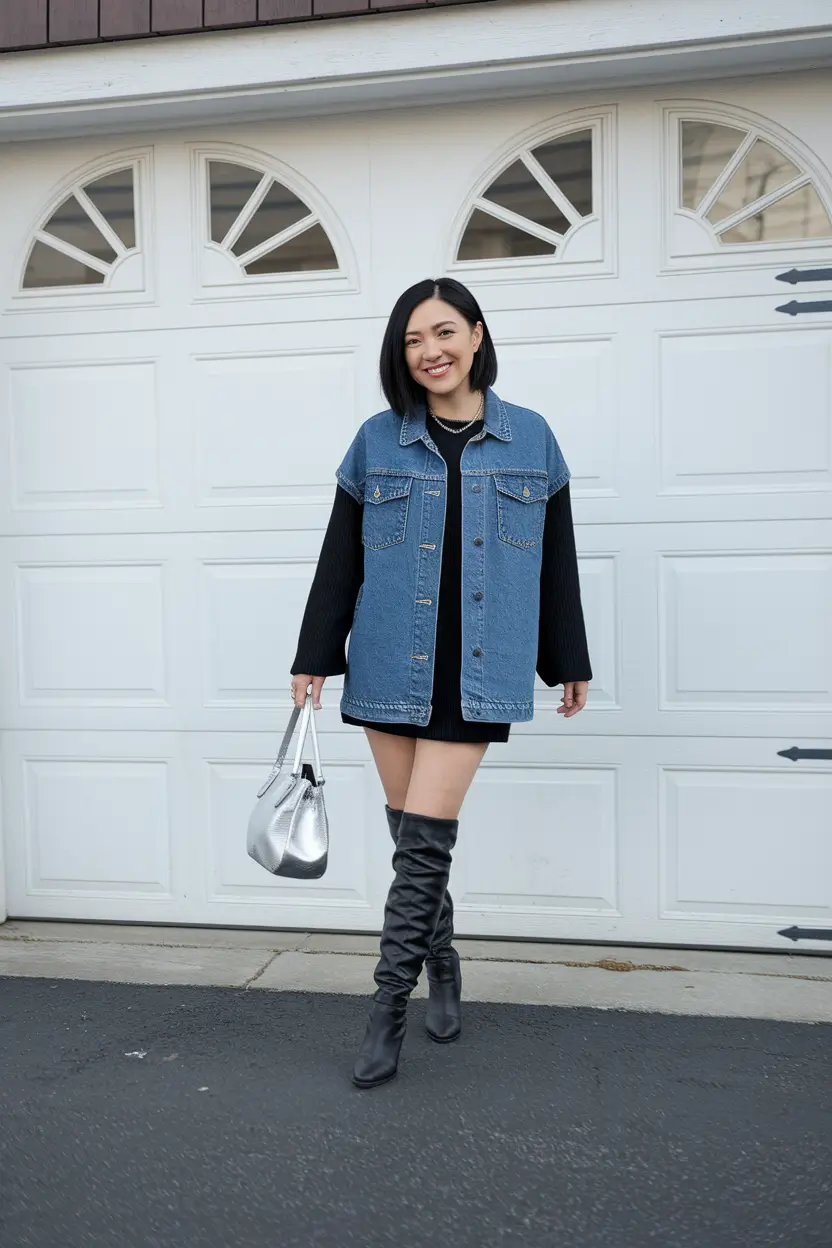 summer to fall transition outfits – Edgy Denim Layering with a Twist