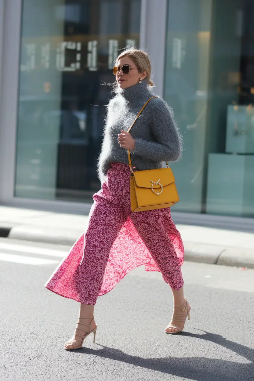 summer to fall transition outfits Bold Texture Meets Unexpected Color