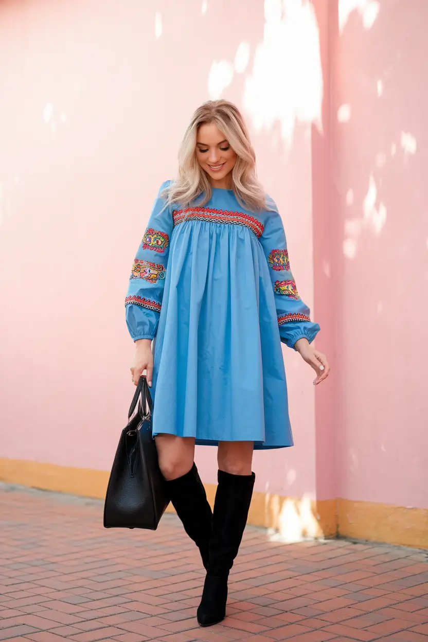 summer to fall transition outfits – Folklore Meets Fall: A Bright Blue Moment