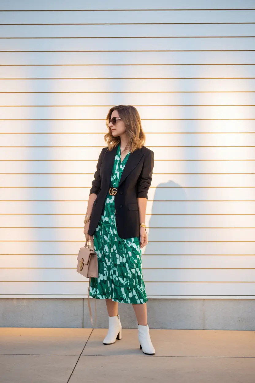 summer to fall transition outfits – Polished Green for Work and Wine Nights