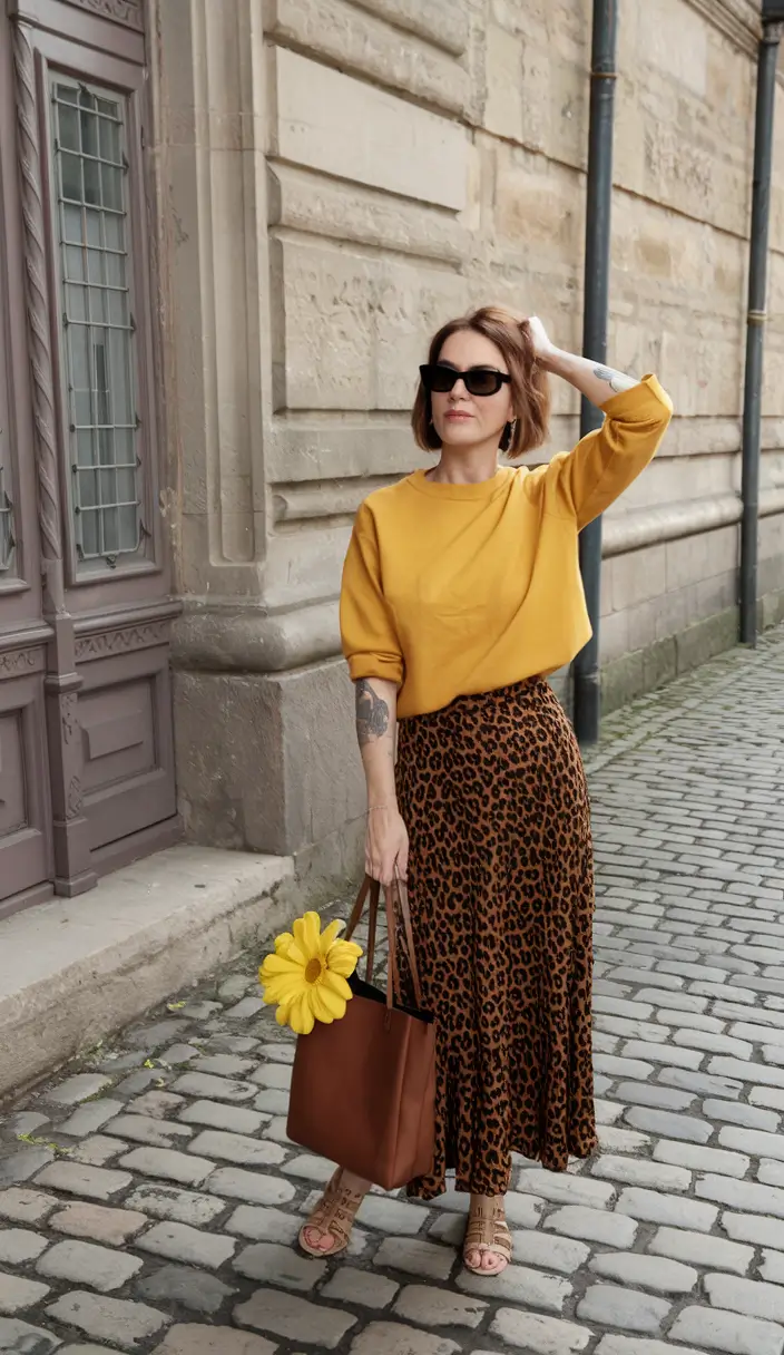 summer to fall transition outfits Leopard and Mustard for a Fall-Ready Punch