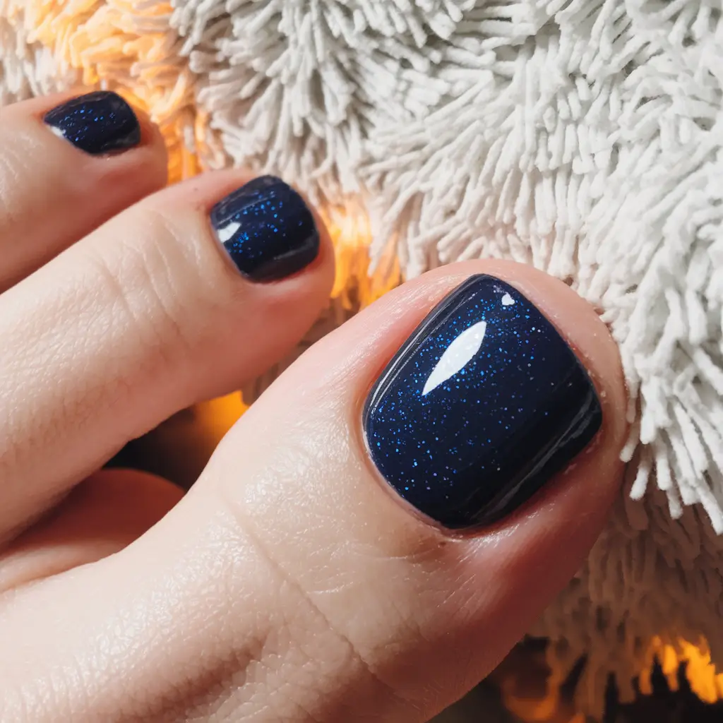 toe nails for august 2025 Stargazer Navy with Fine Shimmer