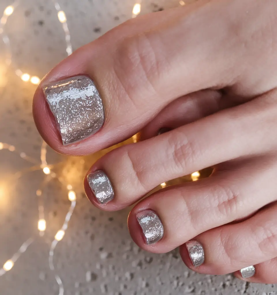 august toe nails colors Metallic Silver Starburst