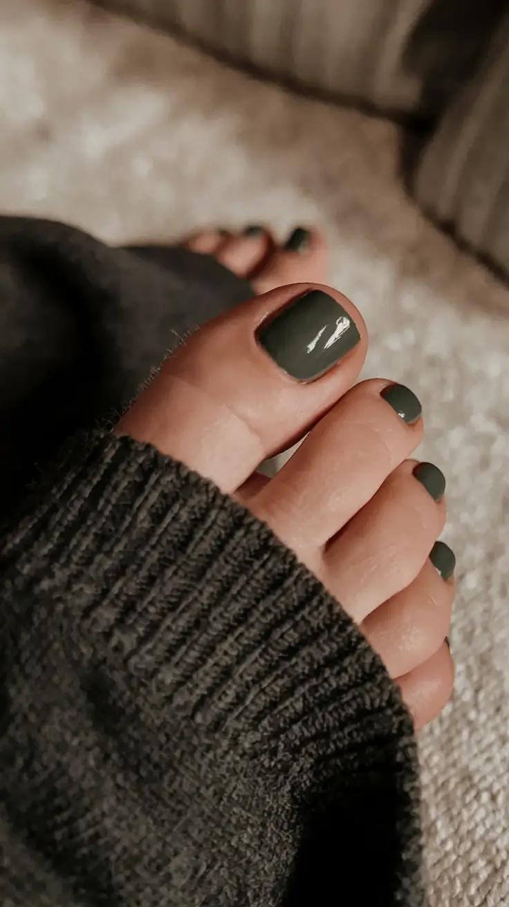 august toe nails colors Moss Green Minimalism for Earthy Souls