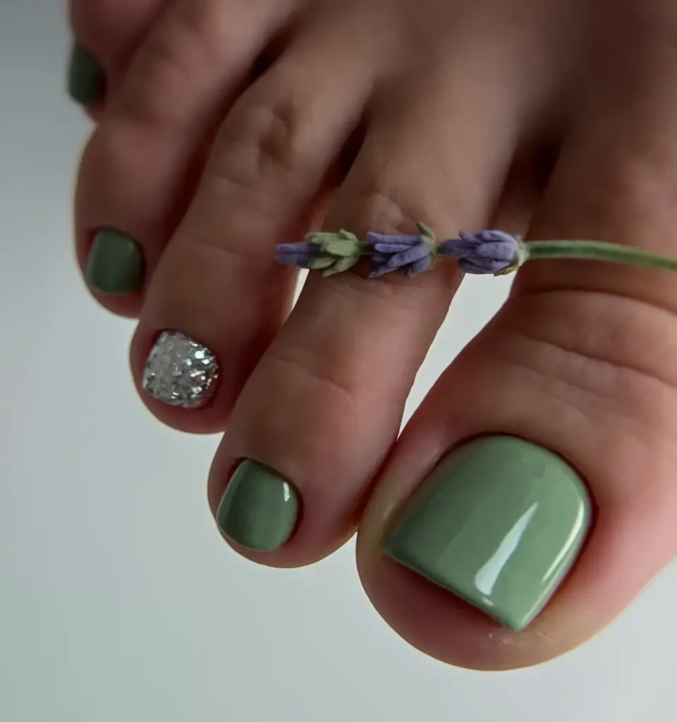 august toe nails designs Sage & Silver Garden Mood