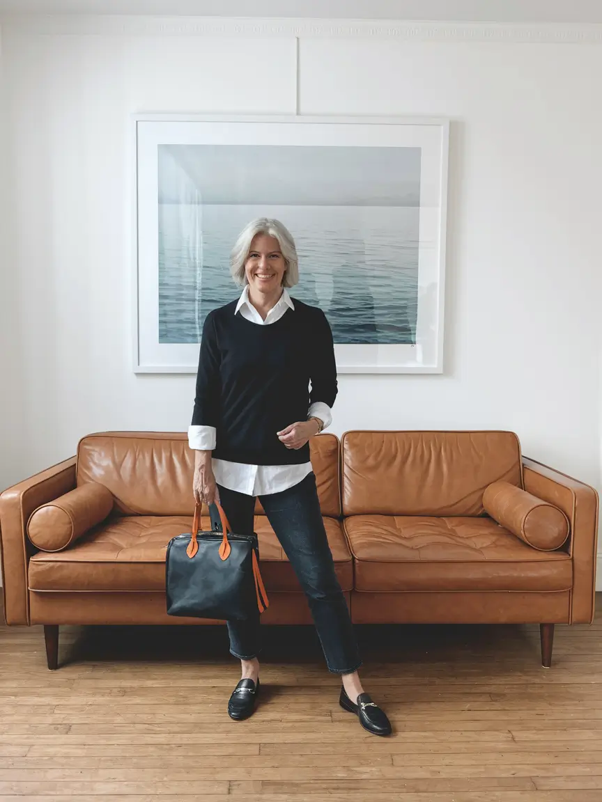 fall outfits for women over 40 Refined Prep With a Graphic Pop