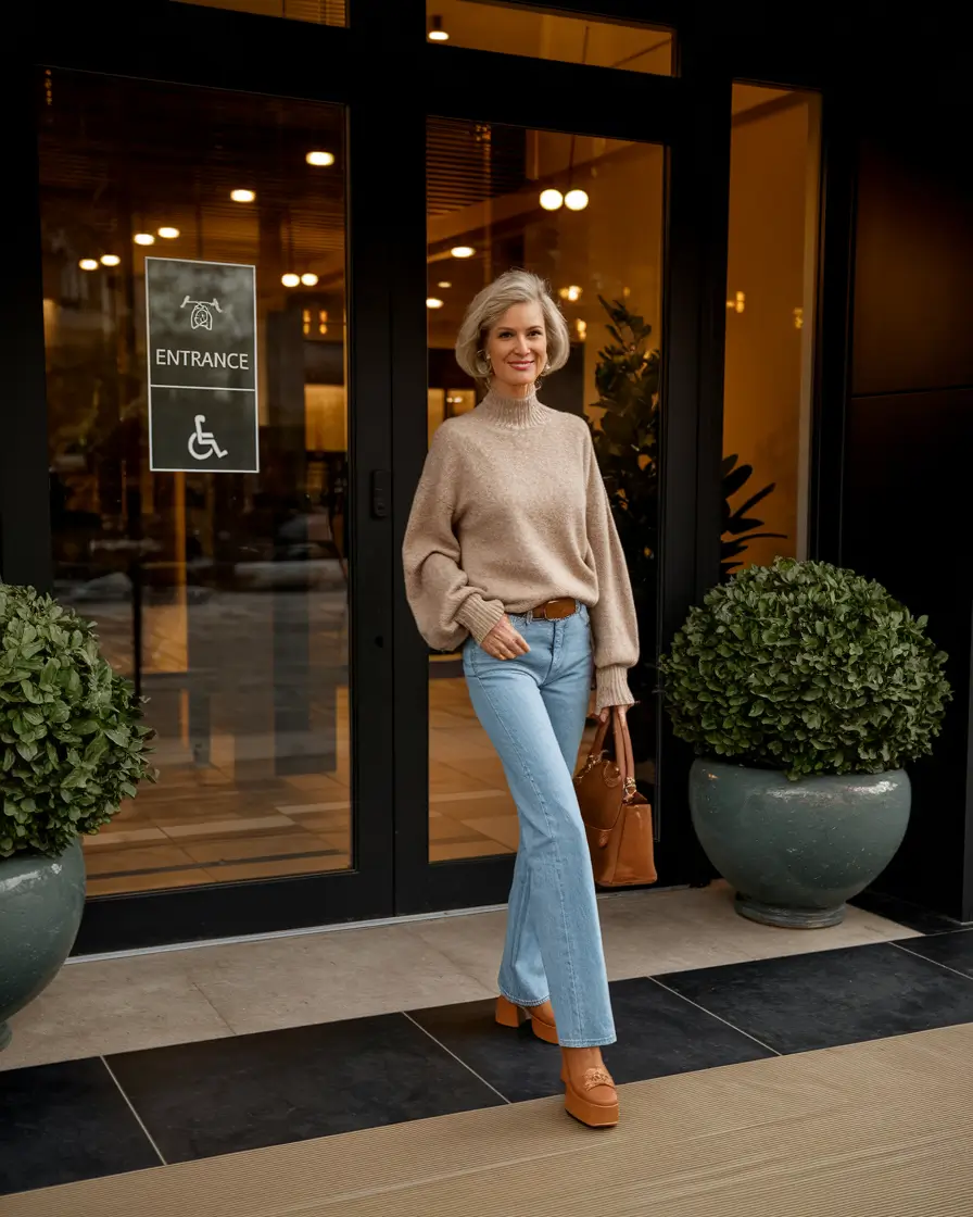 fall outfits for women over 40 Soft Knit Meets Subtle Glamour